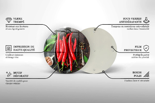 Skleněná deska do kuchyně Červené chilli papričky