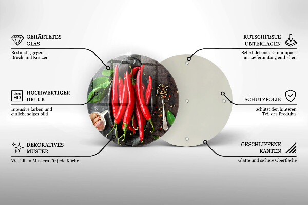 Skleněná deska do kuchyně Červené chilli papričky