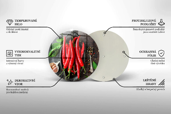 Skleněná deska do kuchyně Červené chilli papričky