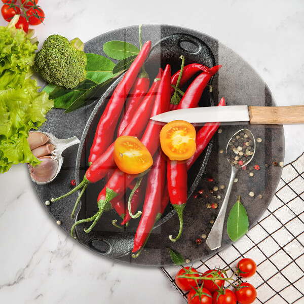 Skleněná deska do kuchyně Červené chilli papričky