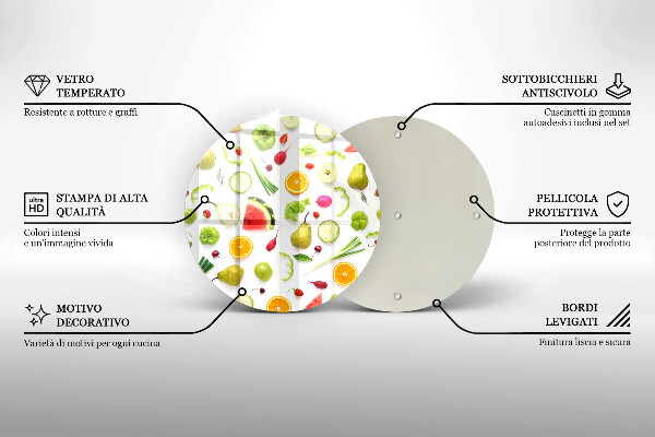 Skleněná deska do kuchyně Vzor ovoce a zeleniny