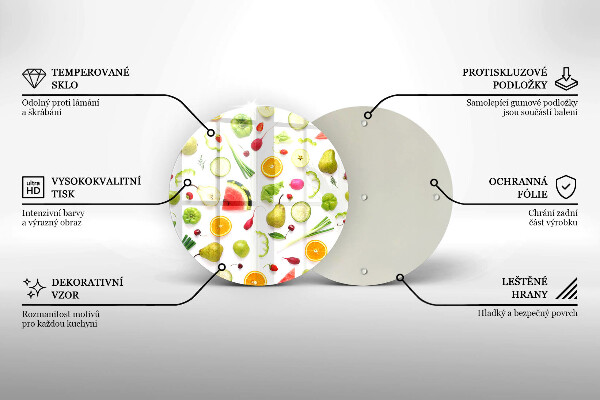 Skleněná deska do kuchyně Vzor ovoce a zeleniny