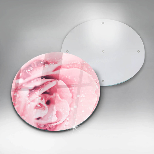 Skleněná deska do kuchyně Kapky rosy a květ růže