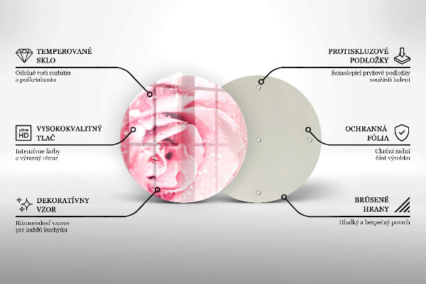 Skleněná deska do kuchyně Kapky rosy a květ růže