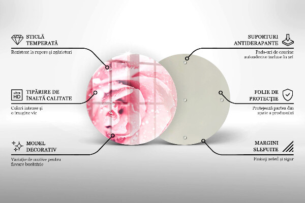 Skleněná deska do kuchyně Kapky rosy a květ růže