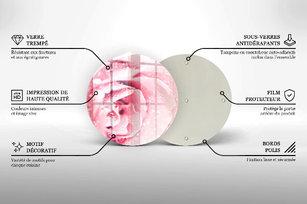 Skleněná deska do kuchyně Kapky rosy a květ růže