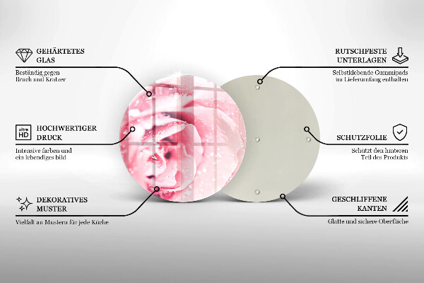 Skleněná deska do kuchyně Kapky rosy a květ růže