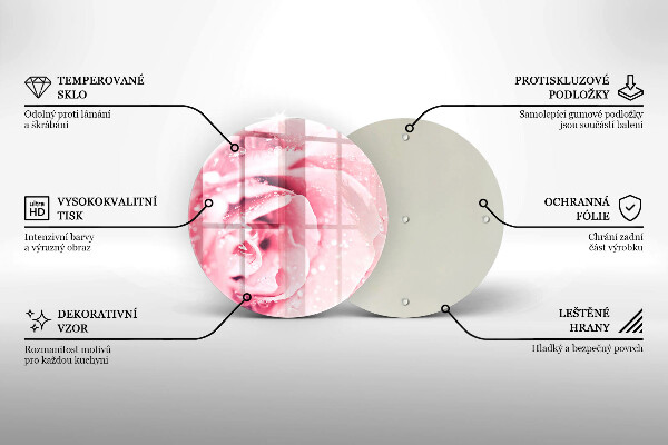 Skleněná deska do kuchyně Kapky rosy a květ růže