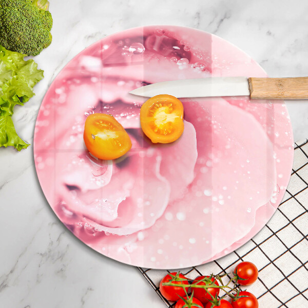 Skleněná deska do kuchyně Kapky rosy a květ růže