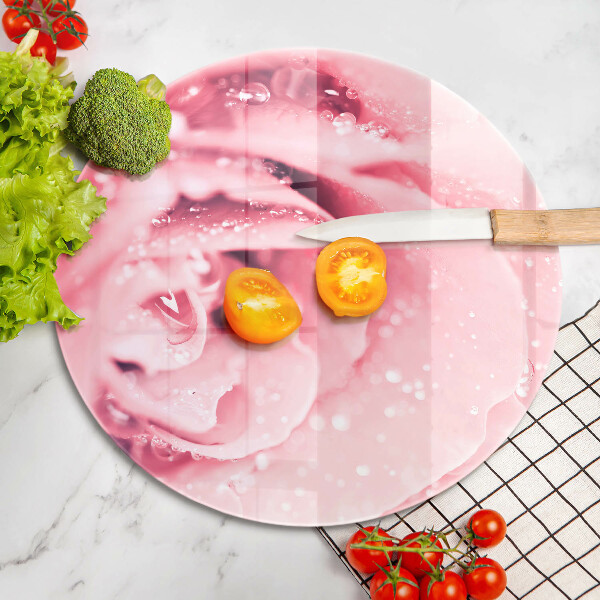 Skleněná deska do kuchyně Kapky rosy a květ růže