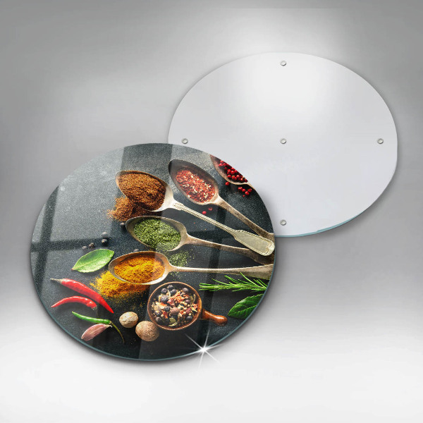 Skleněná deska do kuchyně Kuchyňské lžíce koření