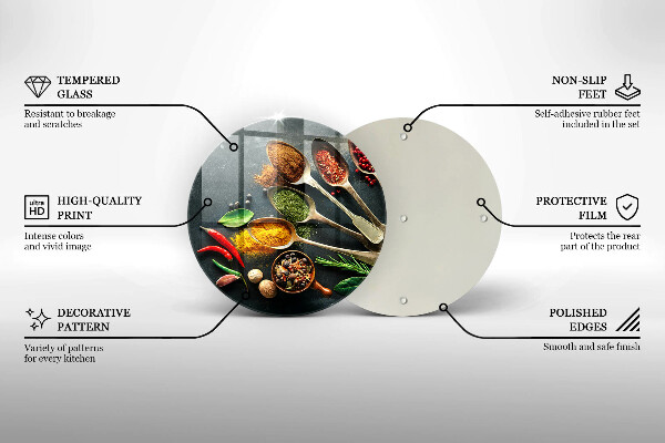 Skleněná deska do kuchyně Kuchyňské lžíce koření