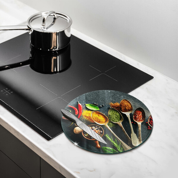 Skleněná deska do kuchyně Kuchyňské lžíce koření