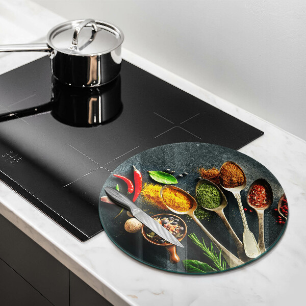 Skleněná deska do kuchyně Kuchyňské lžíce koření