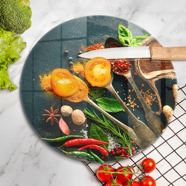 Skleněná deska do kuchyně Kuchyňské lžíce na koření