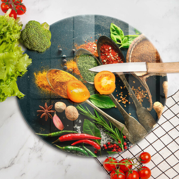 Skleněná deska do kuchyně Kuchyňské lžíce na koření