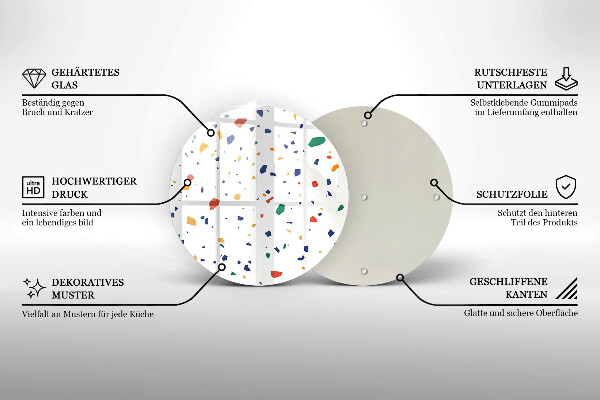 Skleněná deska do kuchyně Barevná kamenina