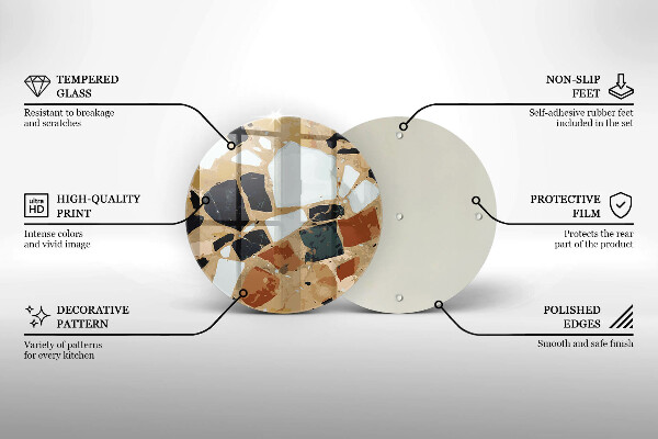 Skleněné krájecí prkénko Dekorativní kameny talíř