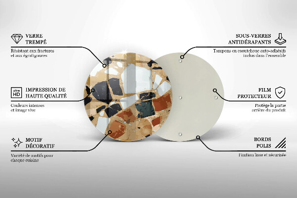 Skleněné krájecí prkénko Dekorativní kameny talíř