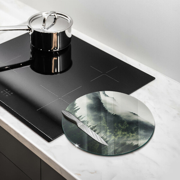 Skleněná deska do kuchyně Les a mlha krajina