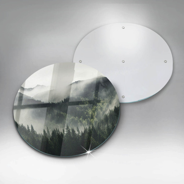 Skleněná deska do kuchyně Les a mlha krajina