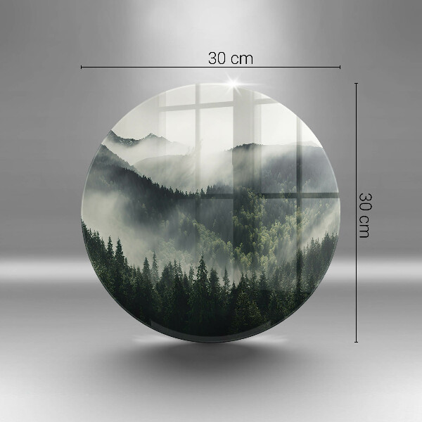 Skleněná deska do kuchyně Les a mlha krajina