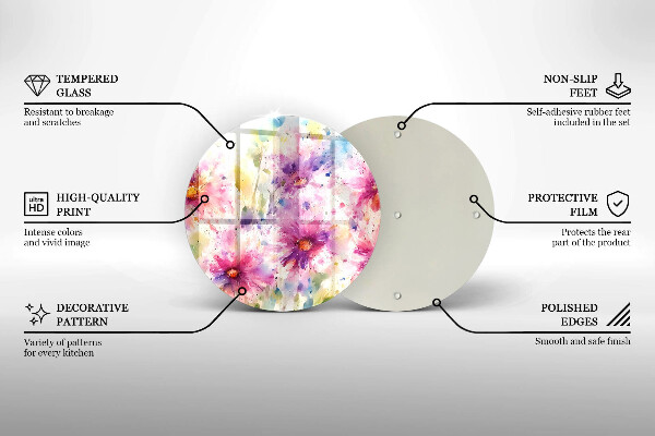Skleněná deska do kuchyně Malované květiny