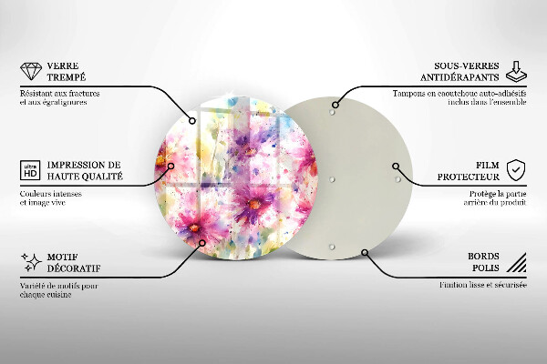 Skleněná deska do kuchyně Malované květiny