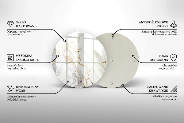 Skleněná deska do kuchyně Světlý mramor se zlatem