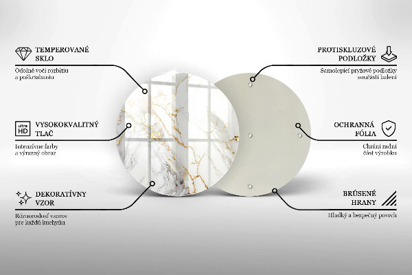 Skleněná deska do kuchyně Světlý mramor se zlatem