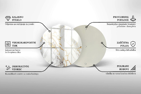 Skleněná deska do kuchyně Světlý mramor se zlatem