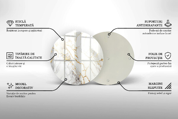 Skleněná deska do kuchyně Světlý mramor se zlatem