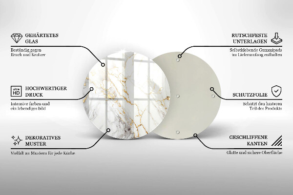 Skleněná deska do kuchyně Světlý mramor se zlatem