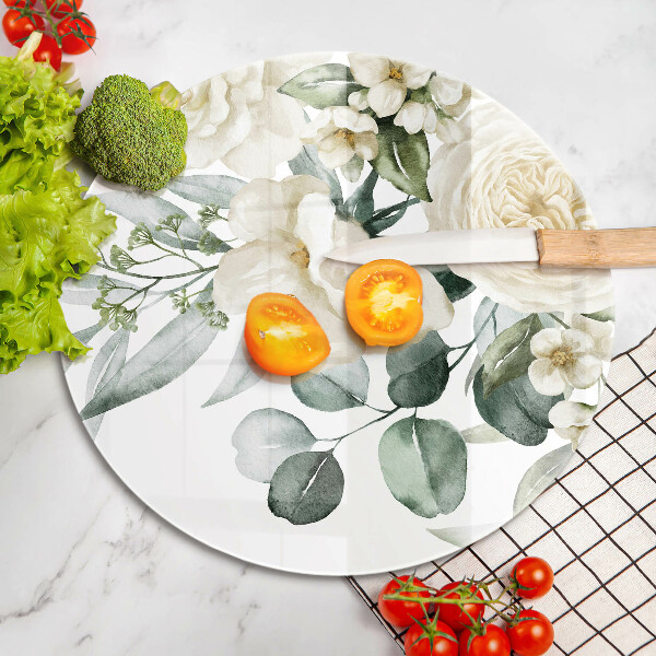 Krájecí prkénko skleněné Akvarel květiny