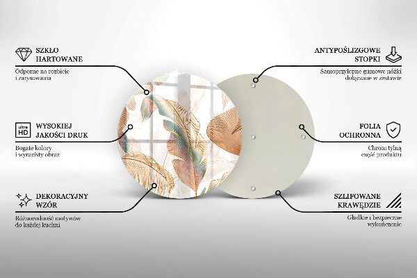 Krájecí prkénko skleněné Boho peří a listy