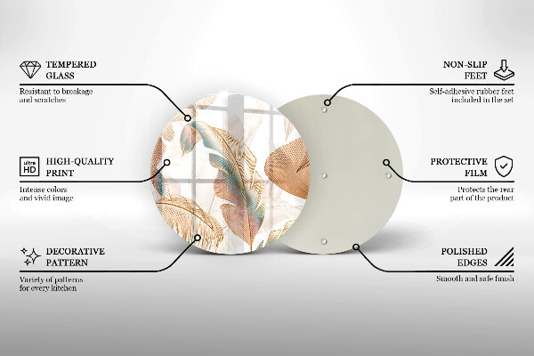 Krájecí prkénko skleněné Boho peří a listy