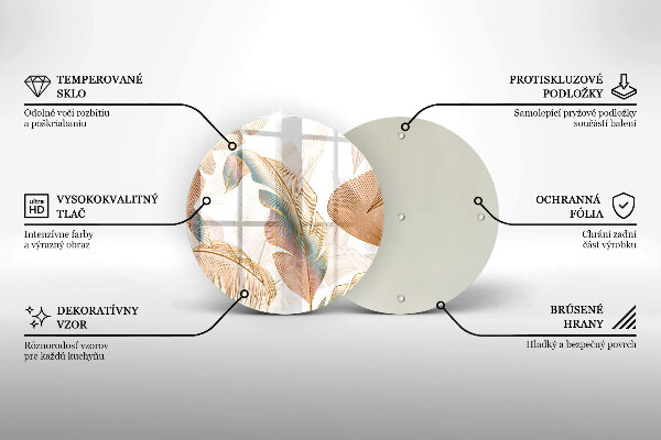 Krájecí prkénko skleněné Boho peří a listy