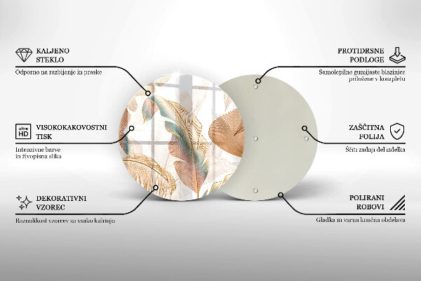 Krájecí prkénko skleněné Boho peří a listy