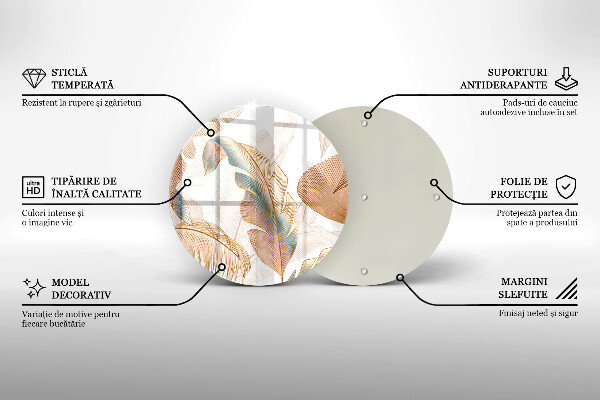 Krájecí prkénko skleněné Boho peří a listy