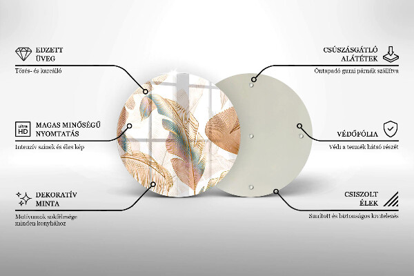 Krájecí prkénko skleněné Boho peří a listy