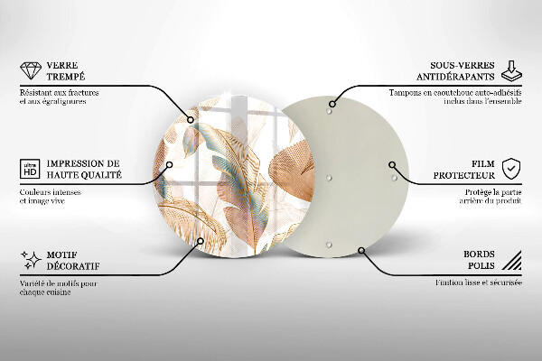 Krájecí prkénko skleněné Boho peří a listy