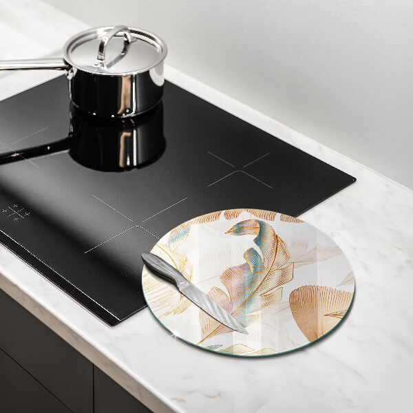 Krájecí prkénko skleněné Boho peří a listy