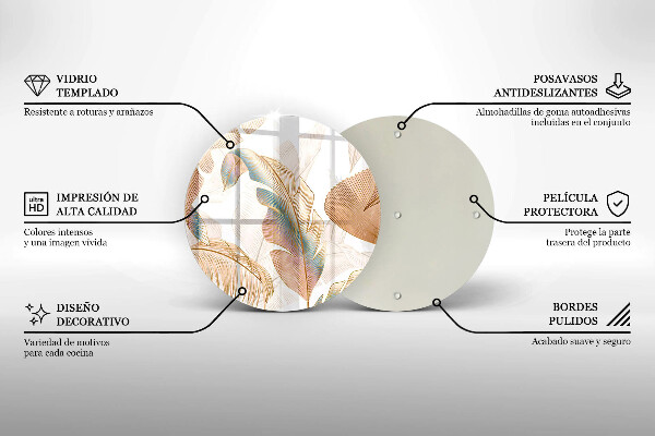 Krájecí prkénko skleněné Boho peří a listy