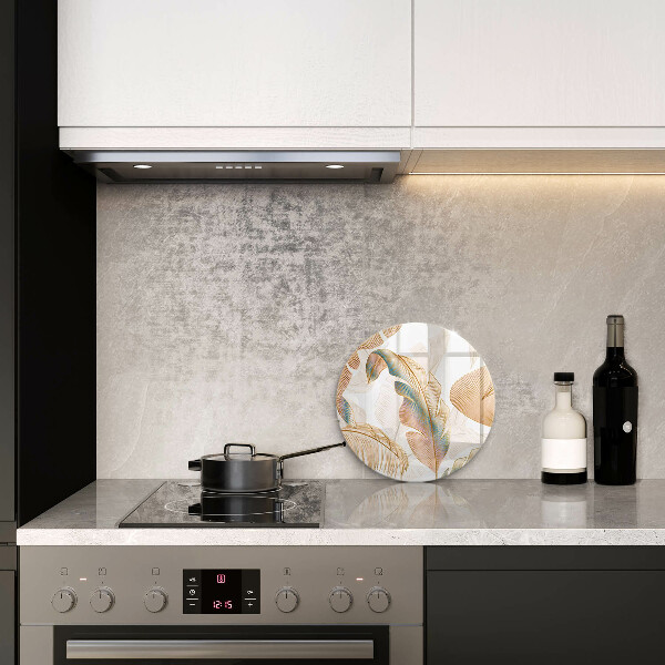 Krájecí prkénko skleněné Boho peří a listy