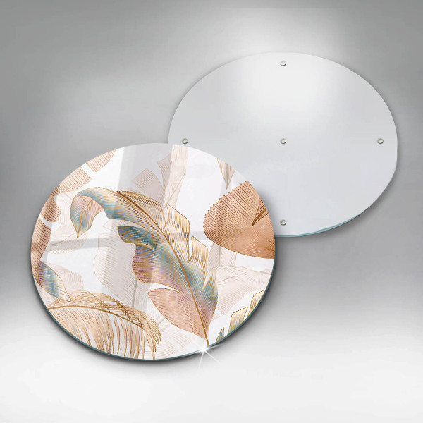 Krájecí prkénko skleněné Boho peří a listy