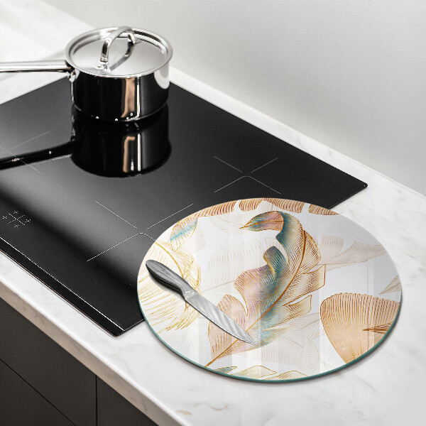 Krájecí prkénko skleněné Boho peří a listy