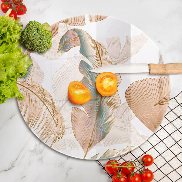 Krájecí prkénko skleněné Boho peří a listy