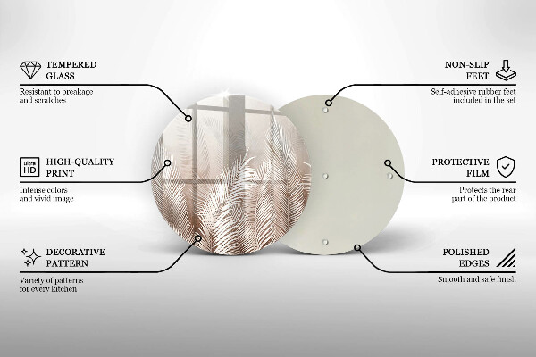 Krájecí prkénko skleněné Boho vegetační listy