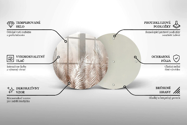 Krájecí prkénko skleněné Boho vegetační listy