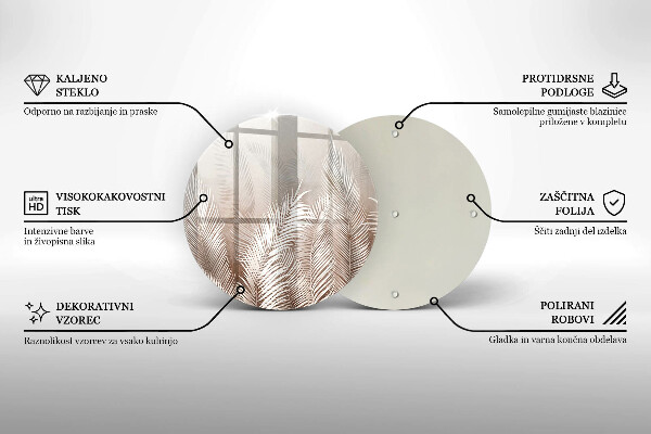 Krájecí prkénko skleněné Boho vegetační listy